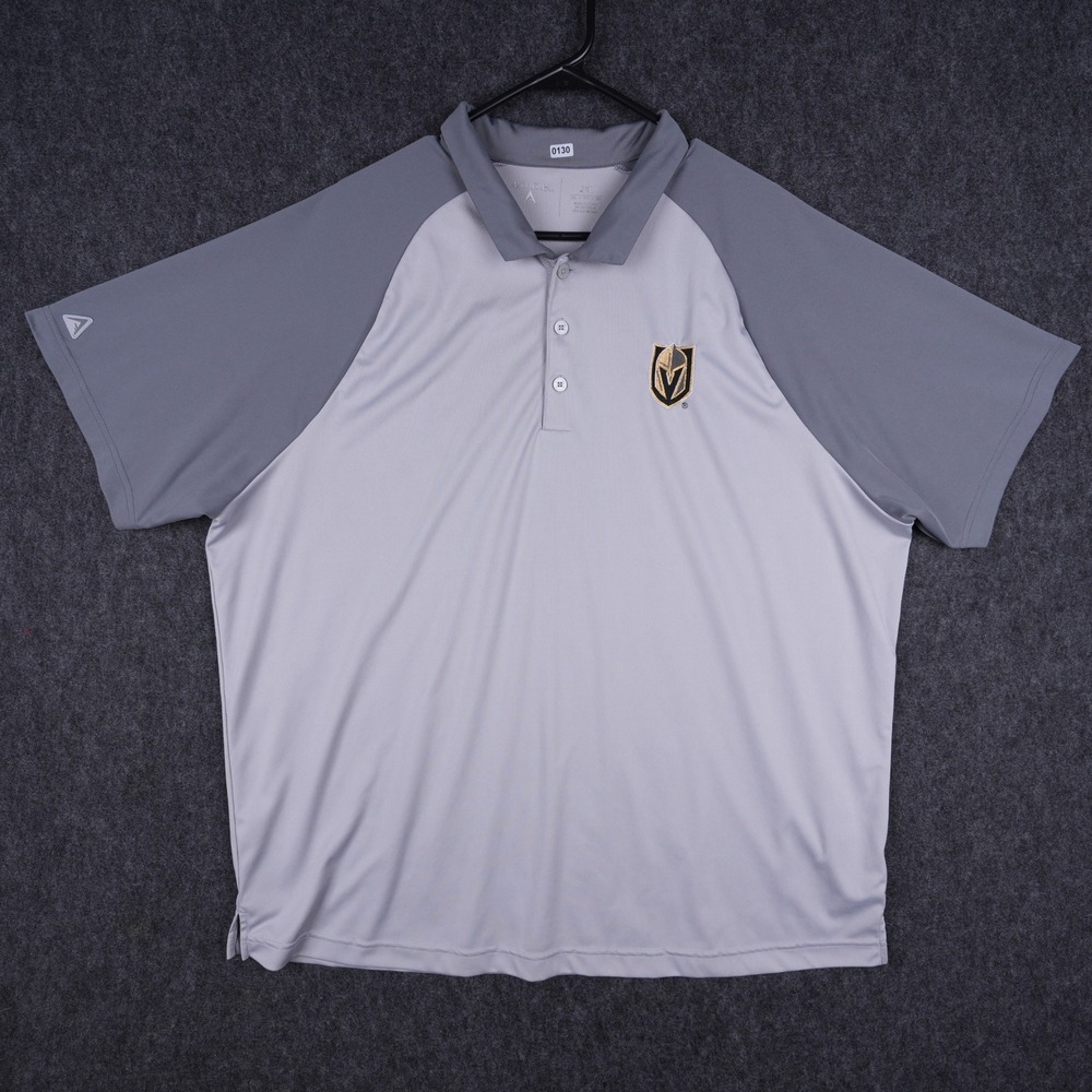 Antigua Vegas Golden Knights Polo Men 2XL Grey Excellent NHL Hockey Colorblock